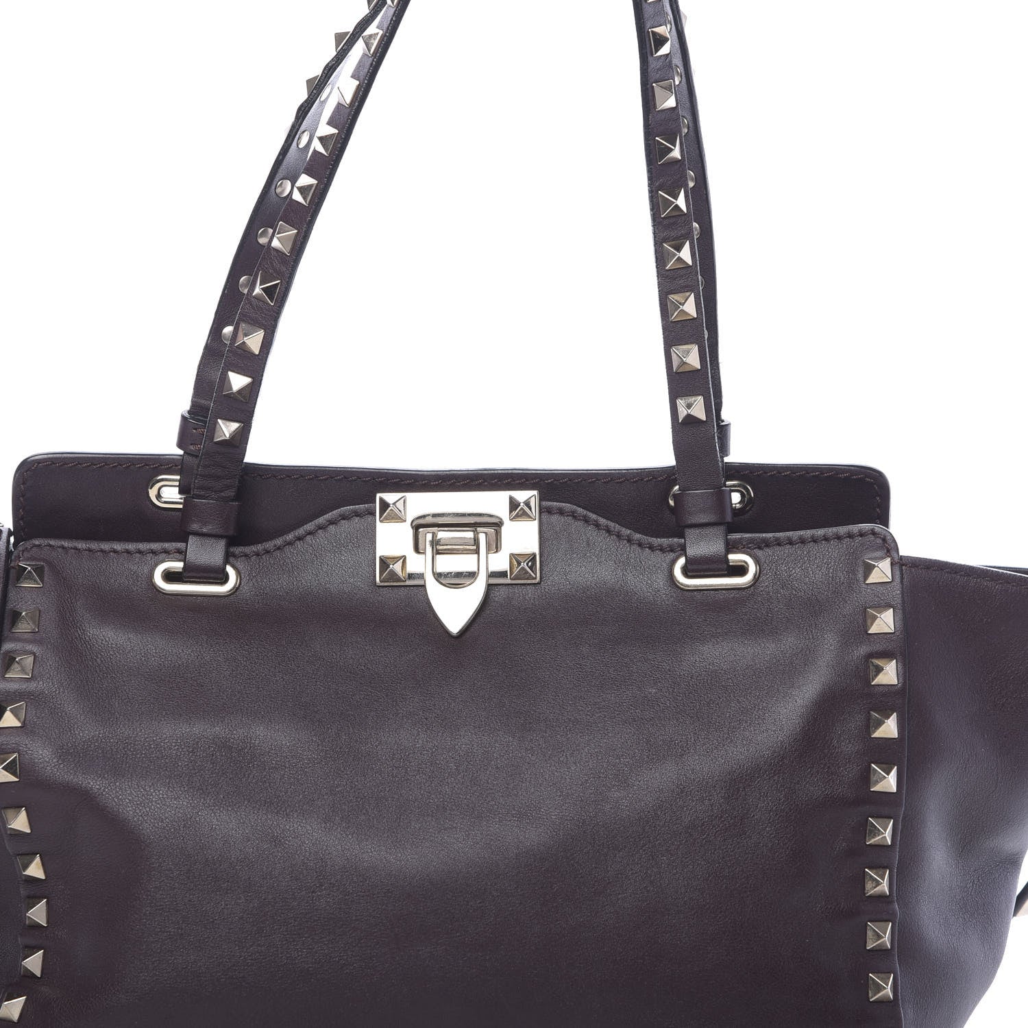 Valentino Garavani Vitello Small Rockstud Tote Griotte 12 of 14
