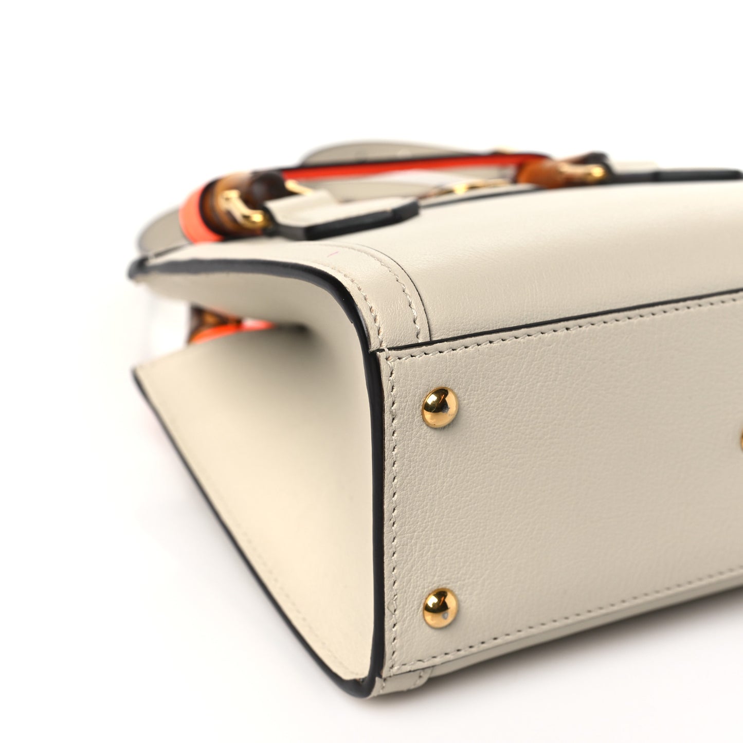 Wonka Grain Calfskin Mini Diana Tote Bag Mystic White Orange Fluo