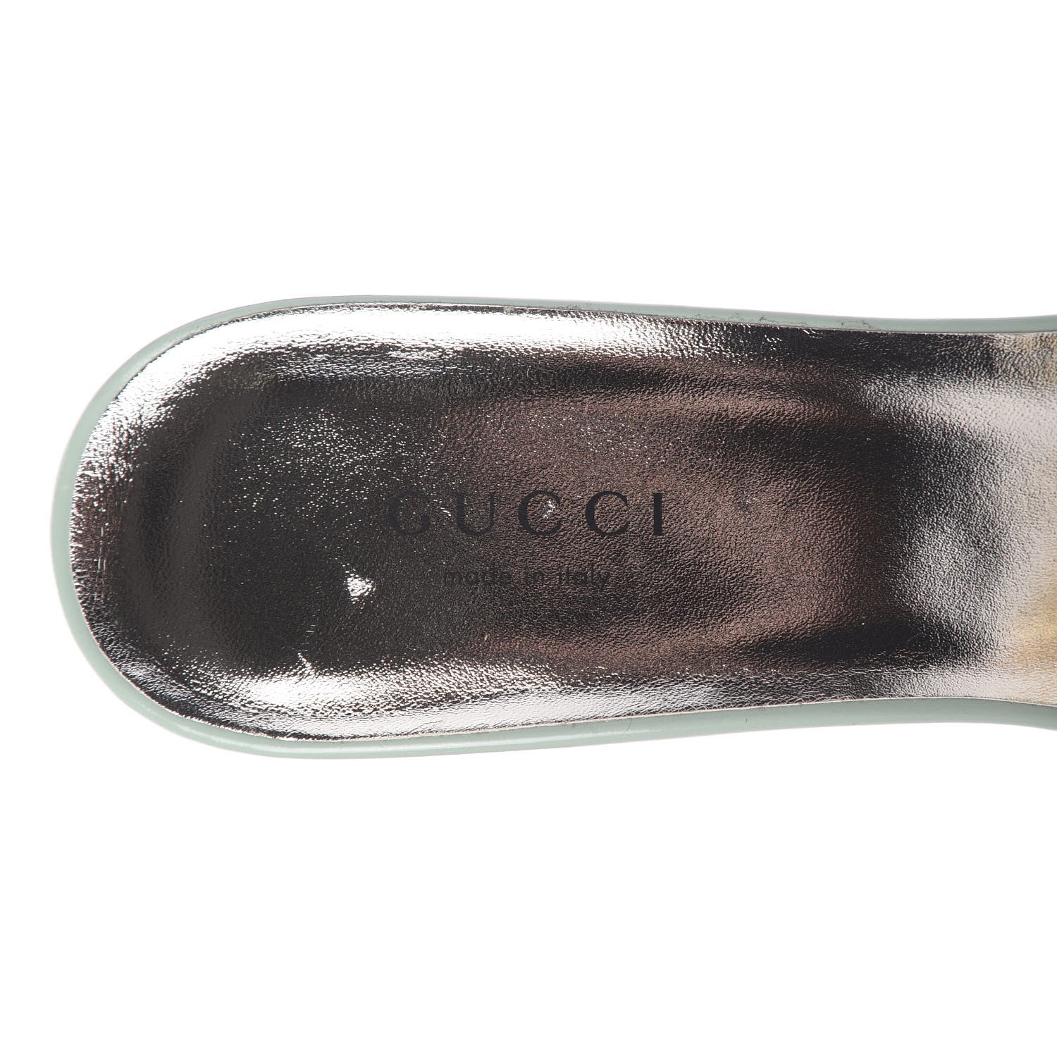 Gucci Nappa Dora Tiger Head Mid Heel Slide Sandals 37 Aqua Green 7 of 10