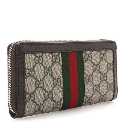 Gucci GG Supreme Monogram Web Ophidia Zip Around Wallet Brown 3 of 8
