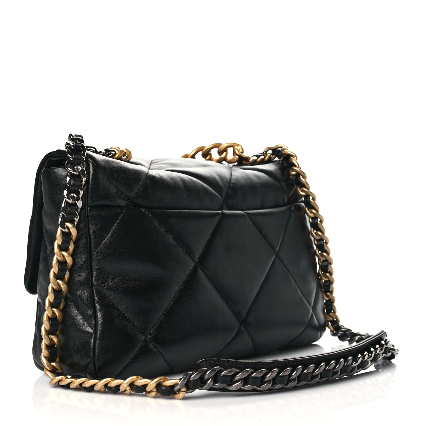 Lambskin Quilted Large Chanel 19 Flap Black