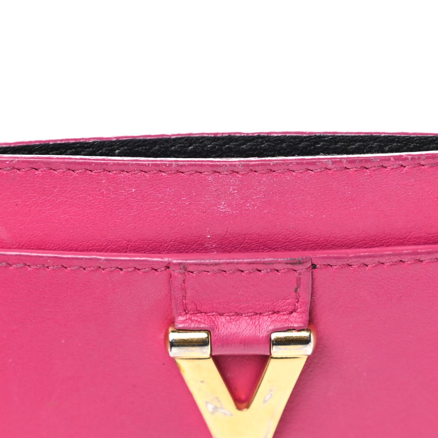 Calfskin Classic Y Card Case Fuchsia