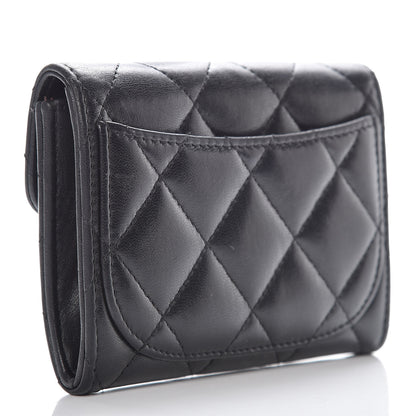 Chanel Lambskin Quilted Flap Card Holder Wallet Black 3 of 9
