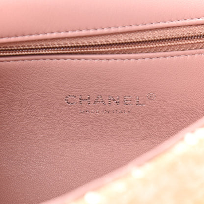 Chanel Sequin Large Waterfall Flap Light Pink Blue Yellow 6 of 10