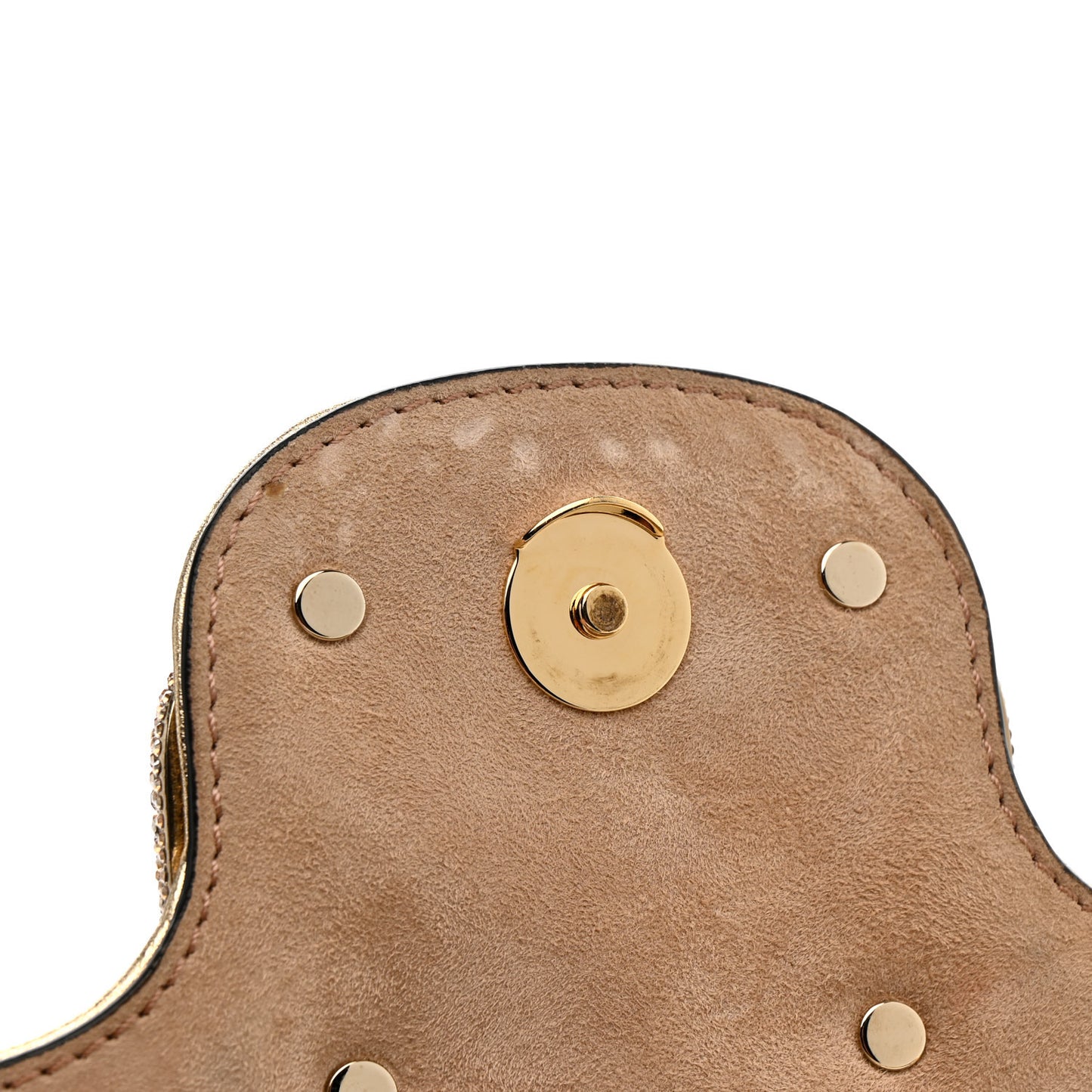 Laminated Calfskin Crystal Vlogo Small Loco Shoulder Bag Gold