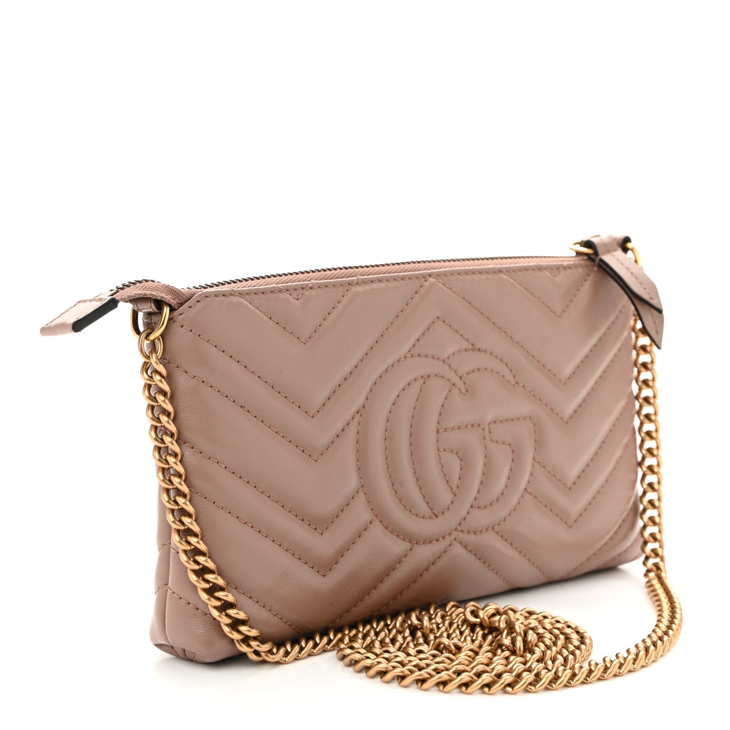 Gucci Calfskin Matelasse Mini GG Marmont Chain Bag Porcelain Rose 3 of 11