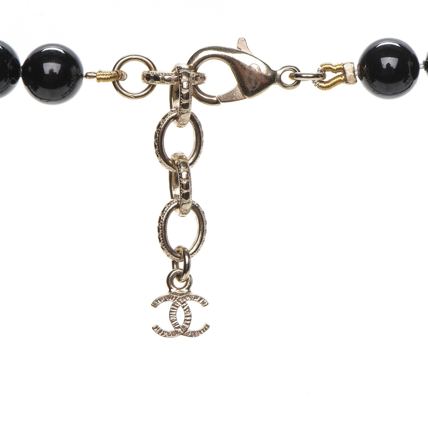 Beaded Star CC Long Necklace Black Gold