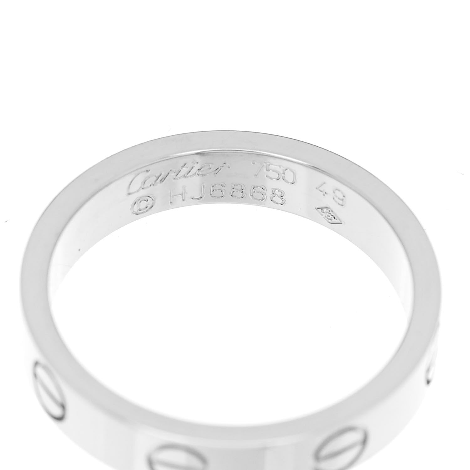 Cartier 18K White Gold 3.5mm LOVE Wedding Band Ring 49 4.75 4 of 4