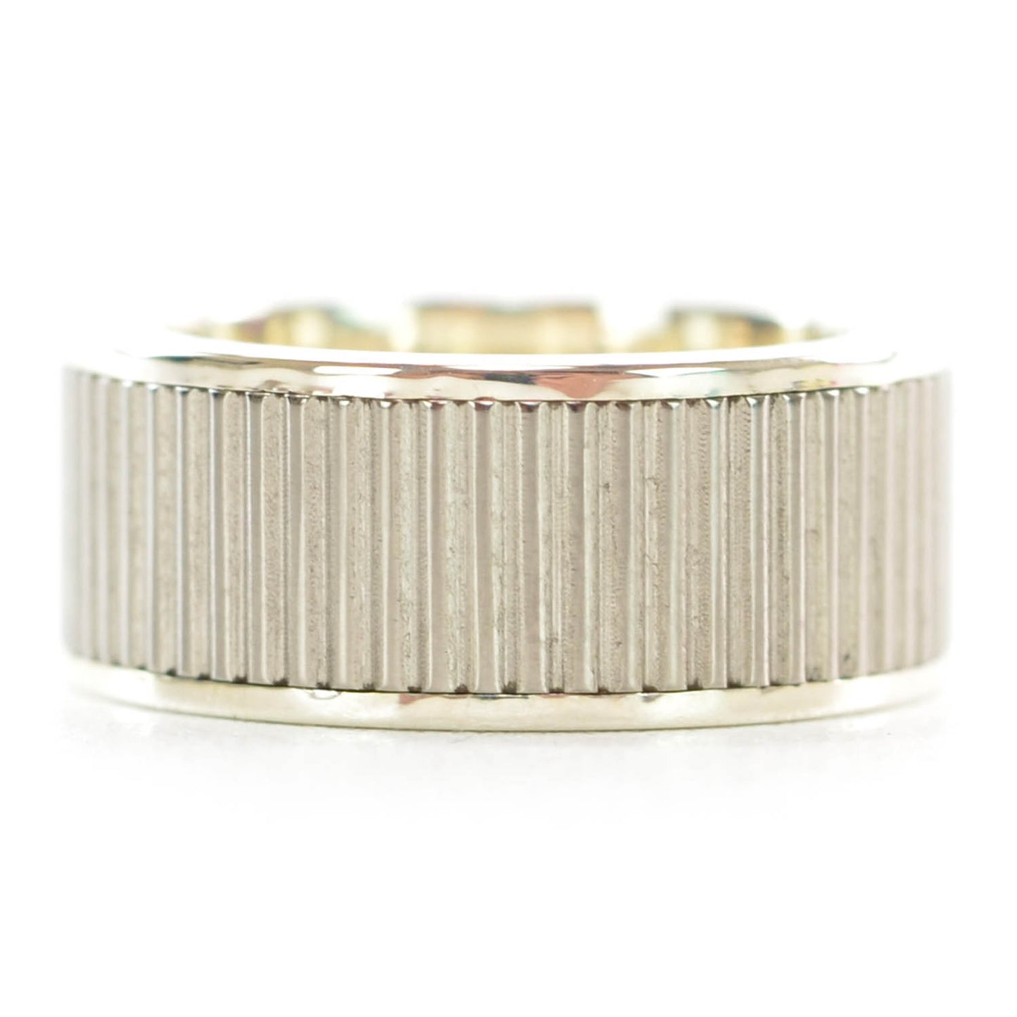 Sterling Silver 9mm Titanium Coin Edge Ring 6.5