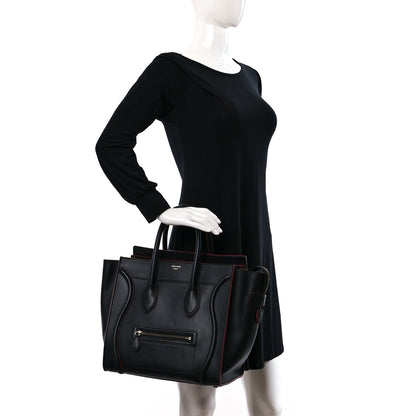Celine Smooth Calfskin Mini Luggage Black Pink Trim 2 of 8