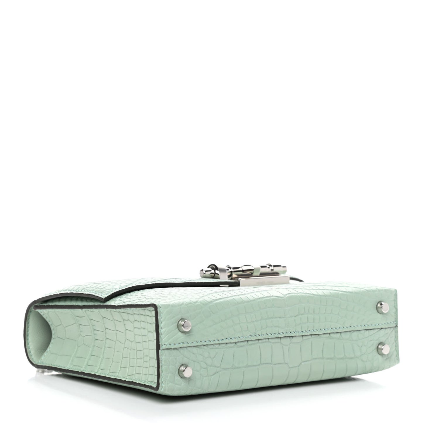 Matte Alligator Mini Verrou Chaine Bag Vert d’eau