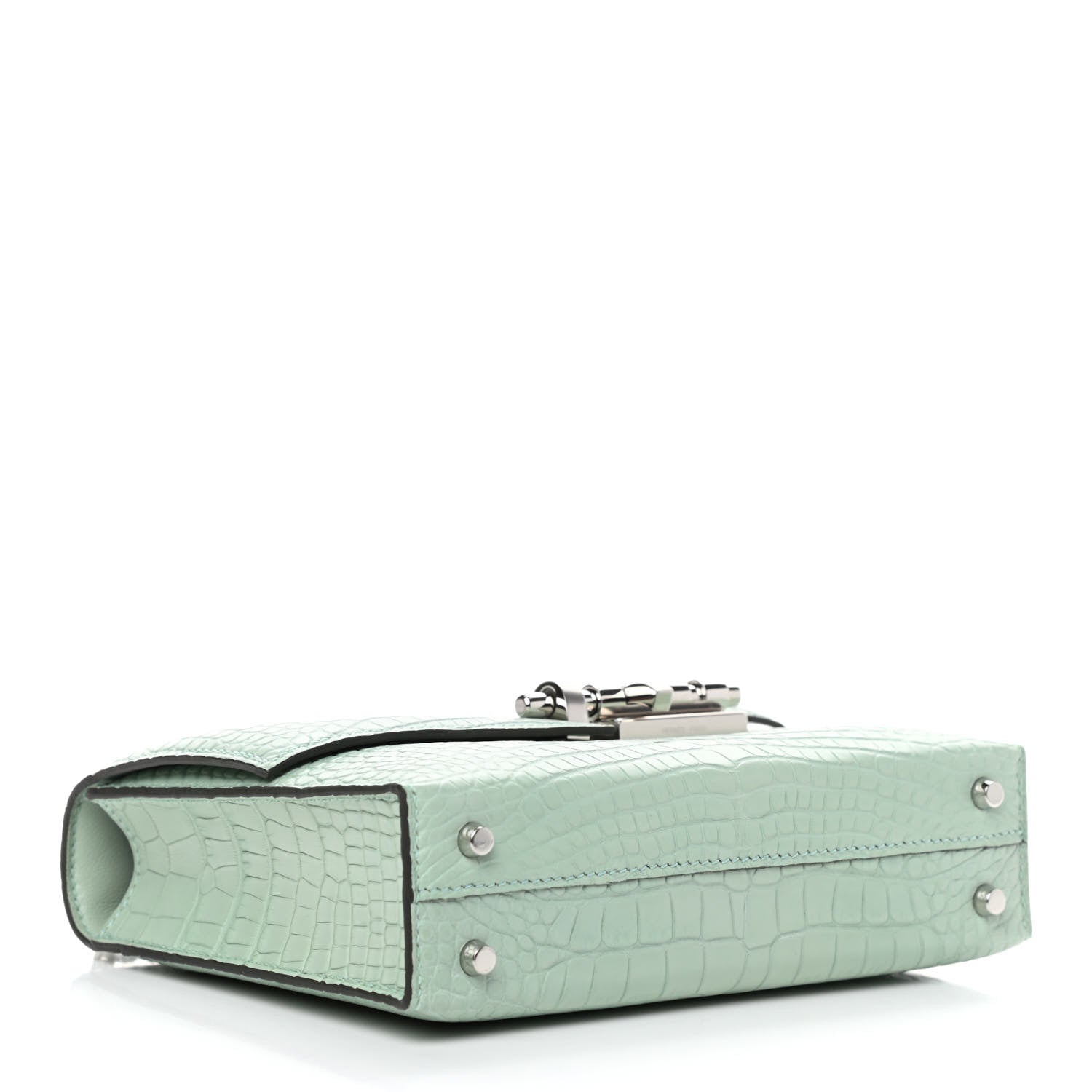 Hermes Matte Alligator Mini Verrou Chaine Bag Vert d’eau 4 of 9