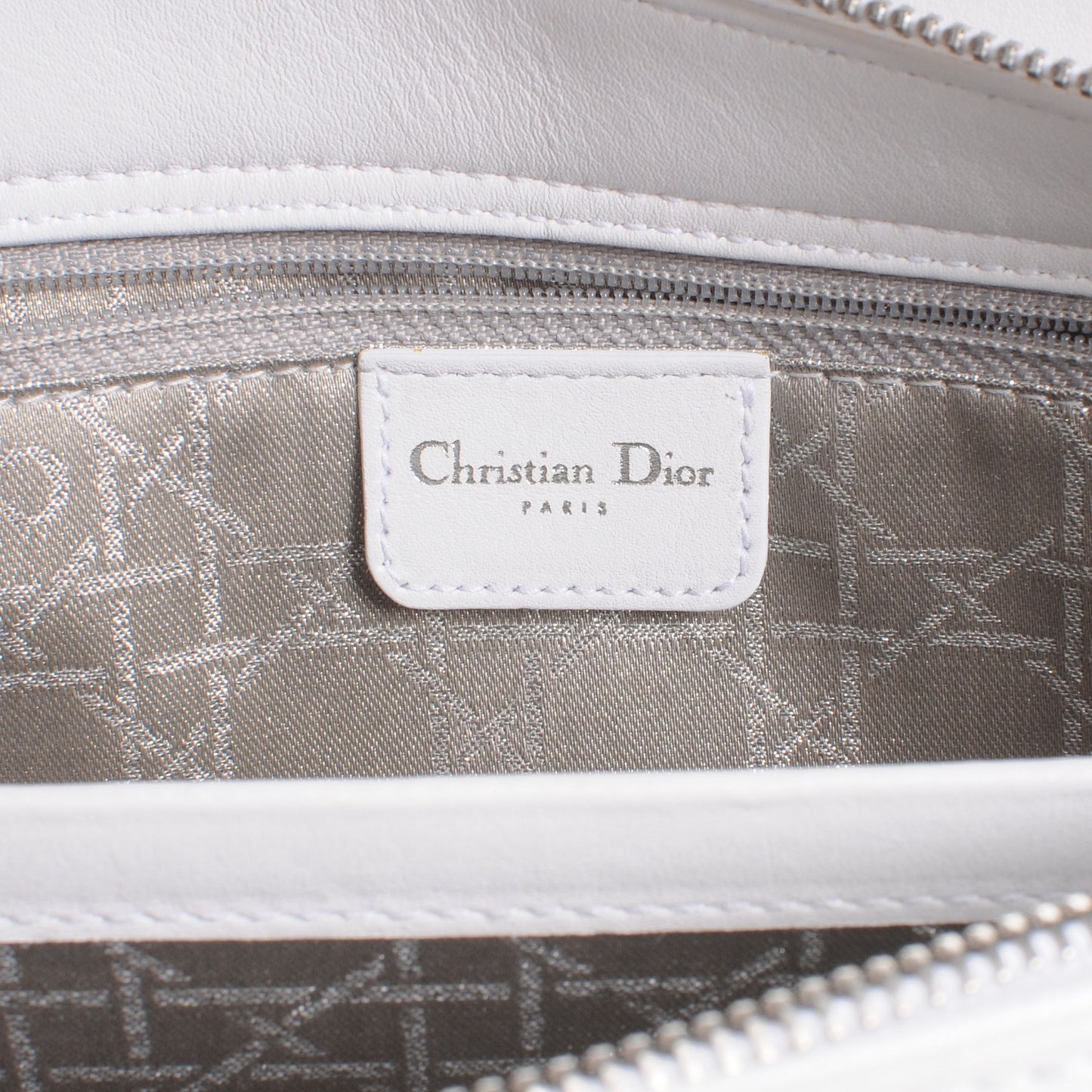 Lambskin Cannage Studded East West Lady Dior White