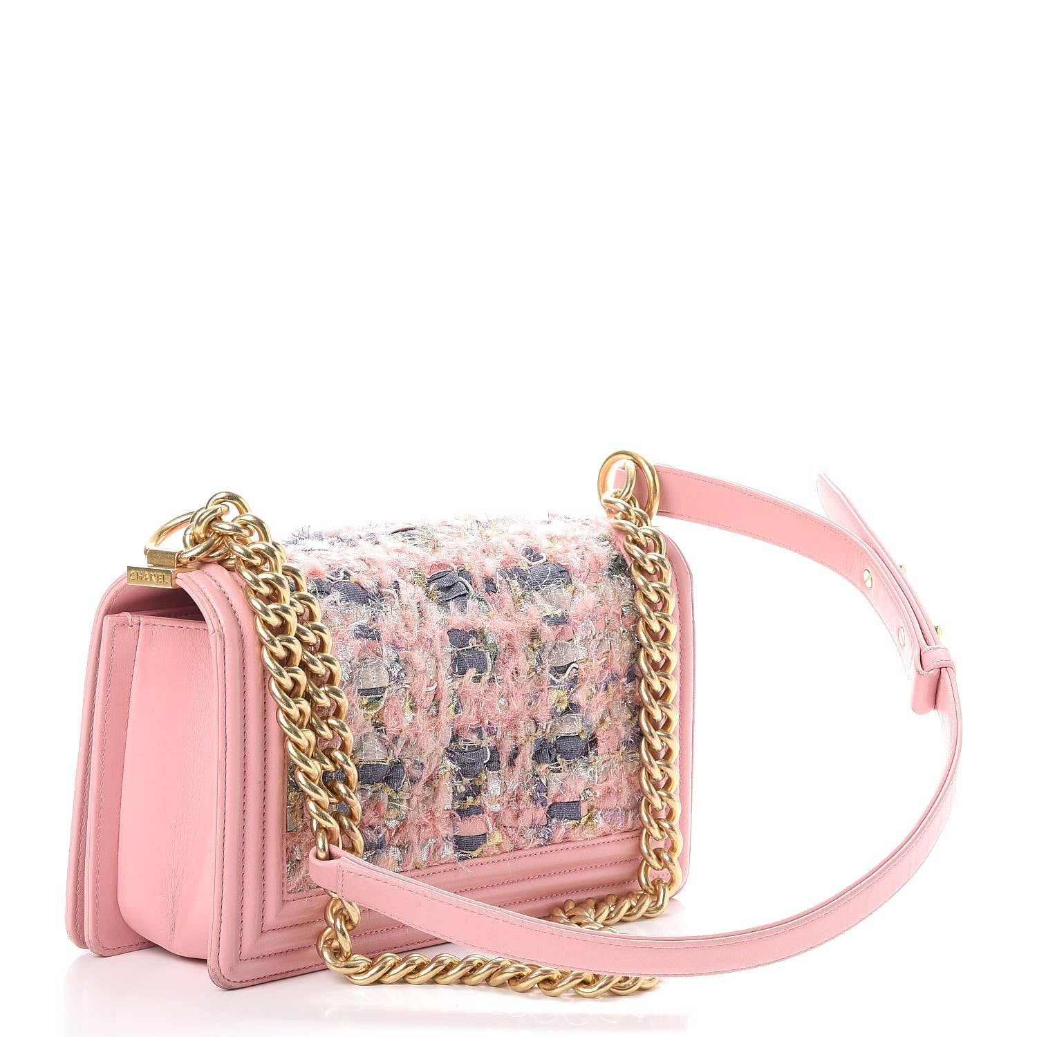 Chanel Iridescent Tweed Lambskin Medium Boy Flap Pink 3 of 15