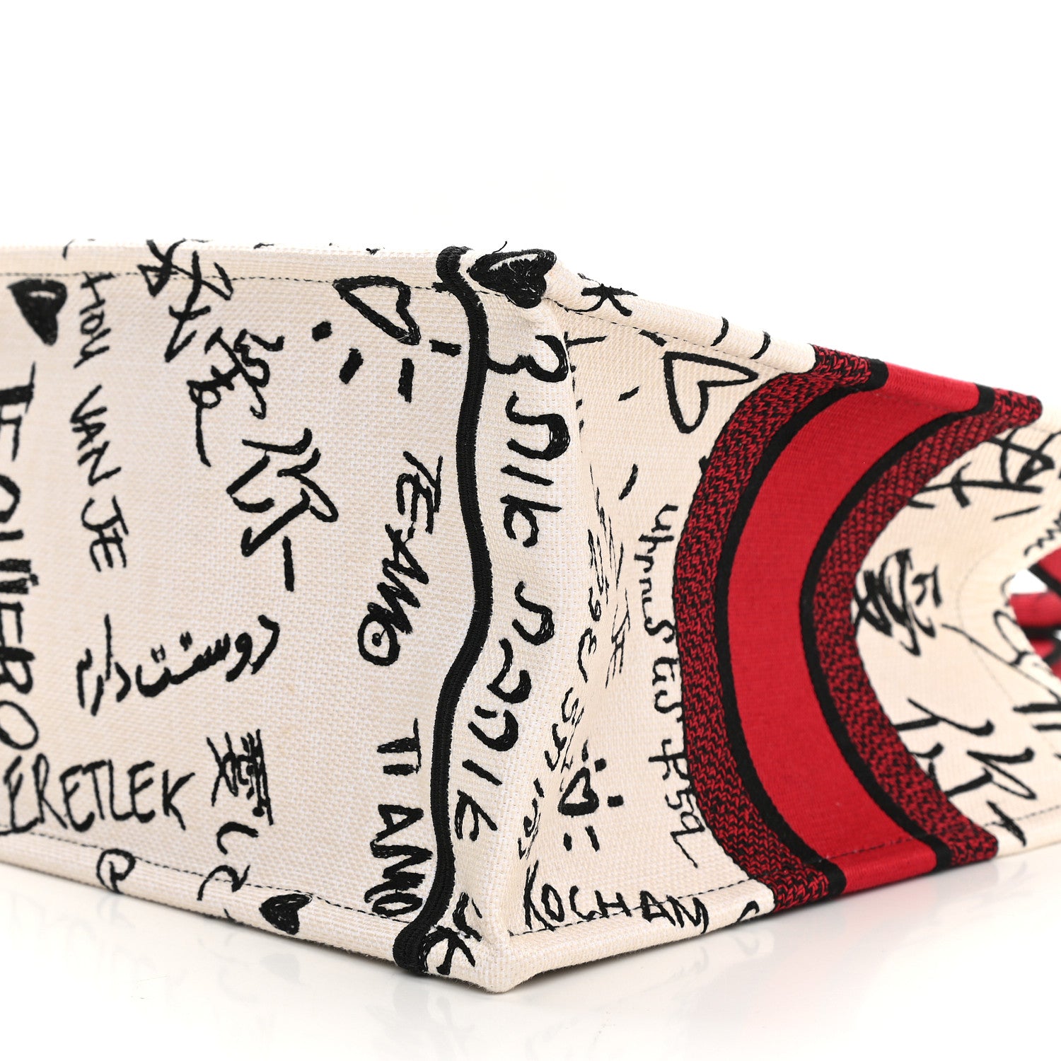 Christian Dior Canvas Embroidered Medium Dioramour Graffiti Book Tote Latte Multicolor 9 of 9