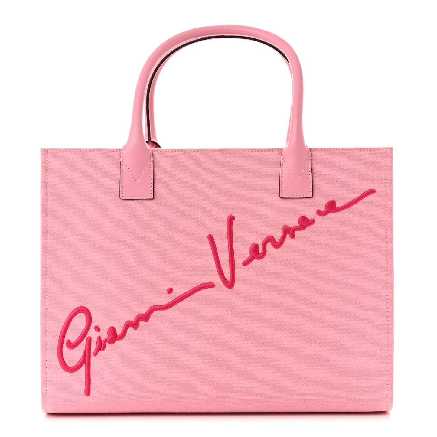 Canvas Suppler Calfskin Cabas GV Signature Tote Pink