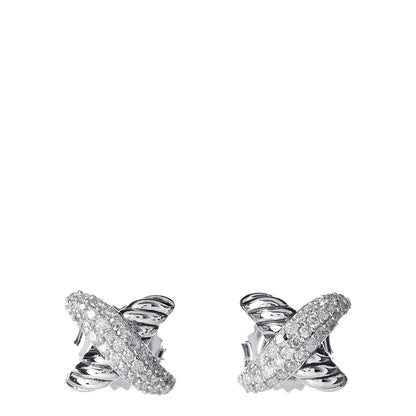 David Yurman Sterling Silver Diamond 8mm X Earrings 1 of 6