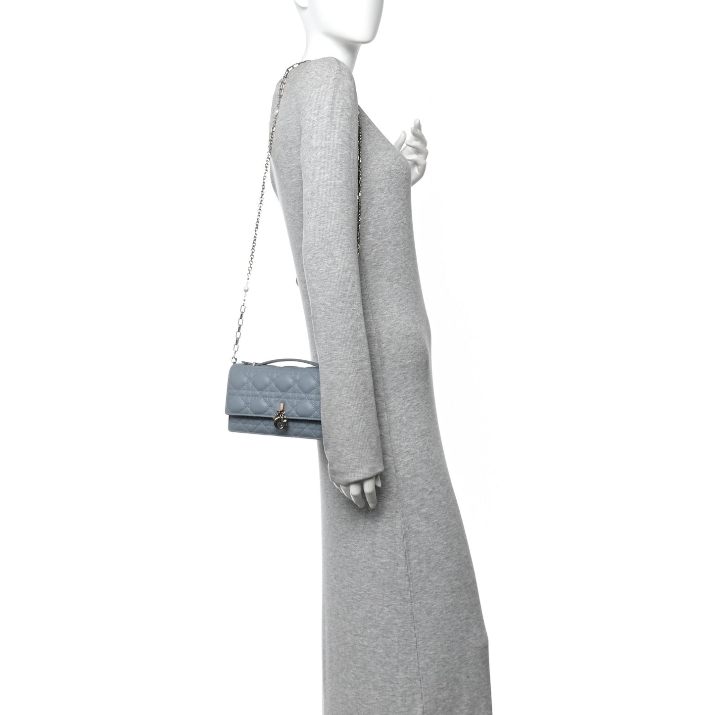 Lambskin Cannage Mini My Dior Top Handle Clutch Cloud Blue