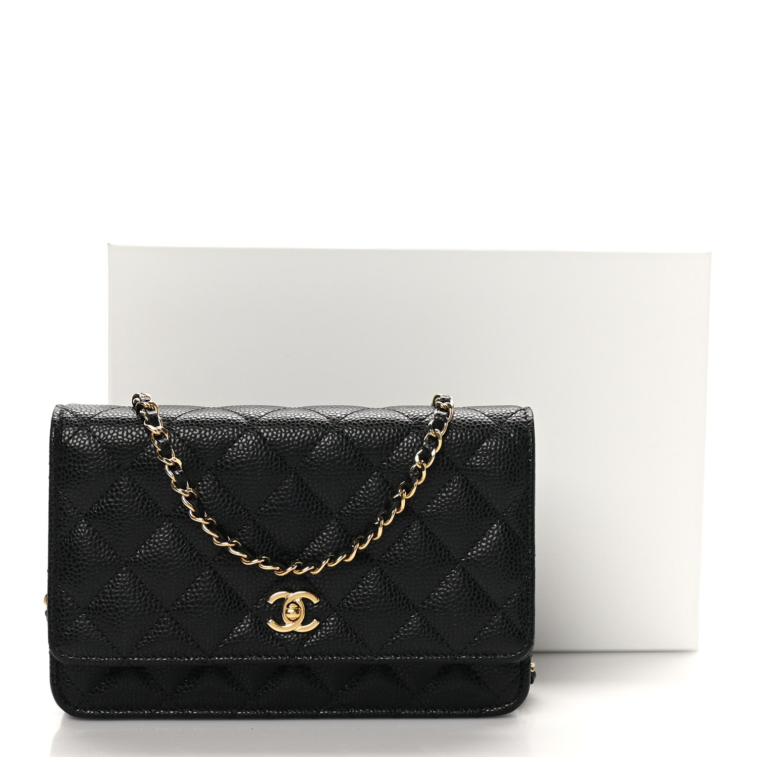 Chanel Caviar Quilted CC Turnlock Wallet On Chain Black 12 of 12
