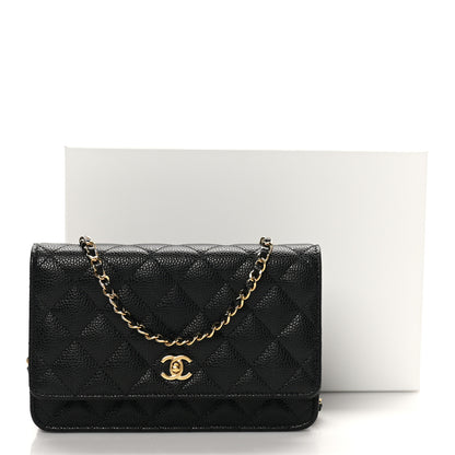 Chanel Caviar Quilted CC Turnlock Wallet On Chain Black 12 of 12