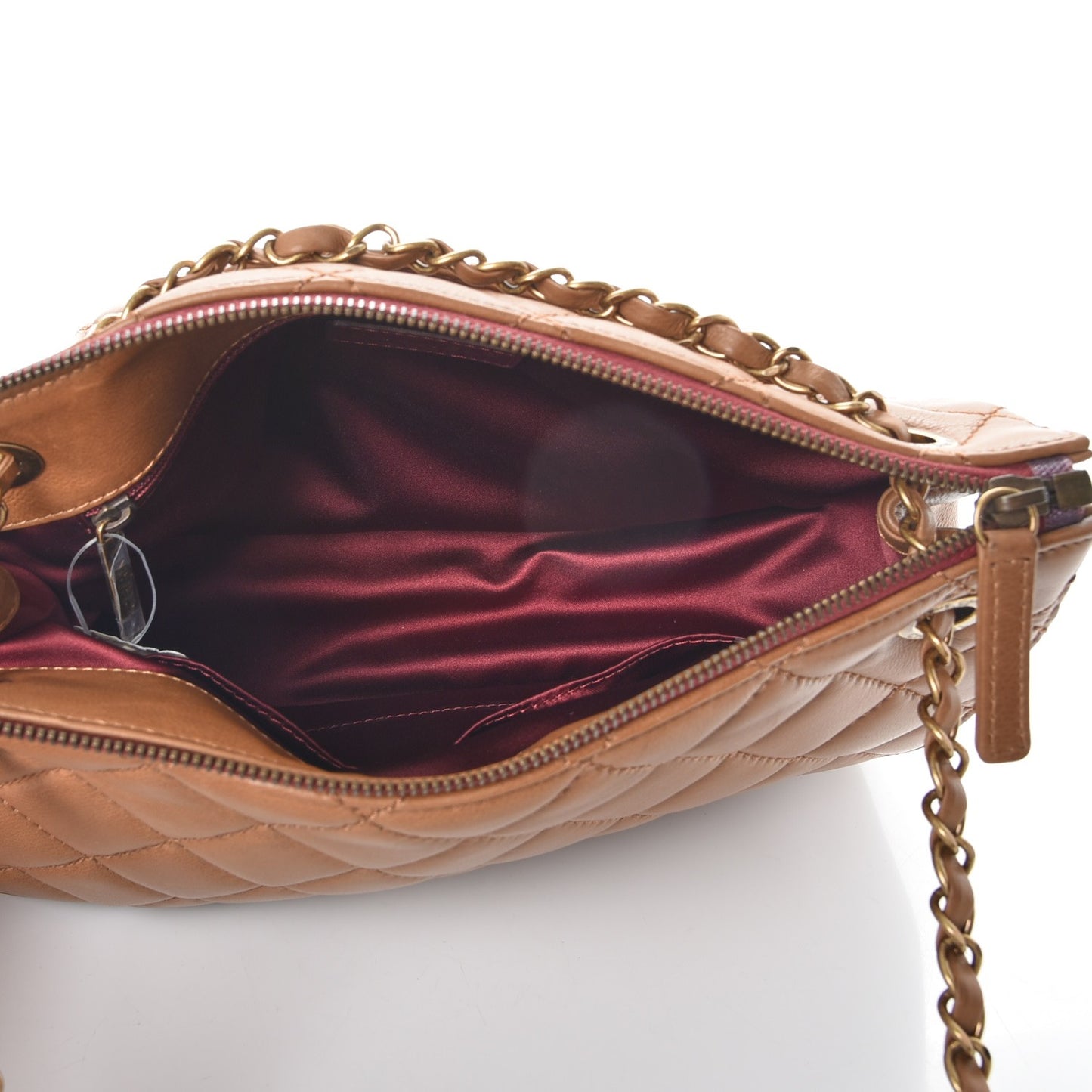 Calfskin Large Blizzard Zip Top Flap Bag Light Brown