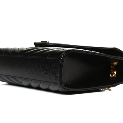 Saint Laurent Grain De Poudre Matelasse Chevron Medium Monogram Satchel Black 10 of 11