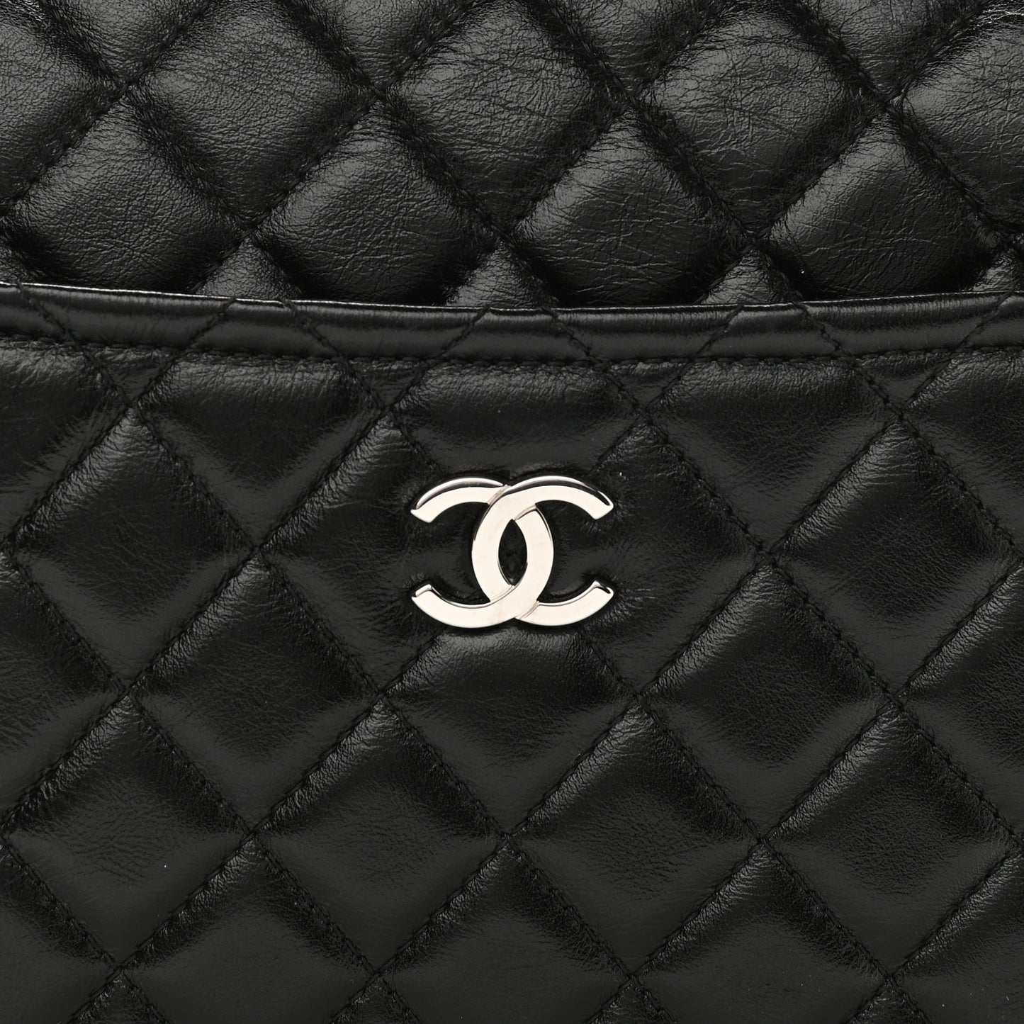Aged Calfskin Quilted Large Working Vibe Camera Case Black