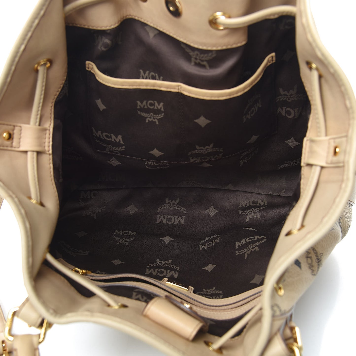 Visetos Medium Drawstring Shopper Beige
