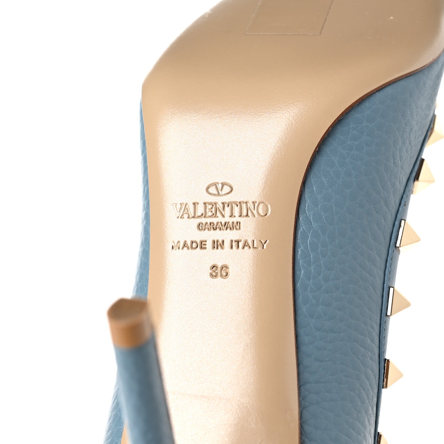 Valentino Garavani Pebbled Calfskin Rockstud 85mm Pumps 36 Grey Sky 6 of 7