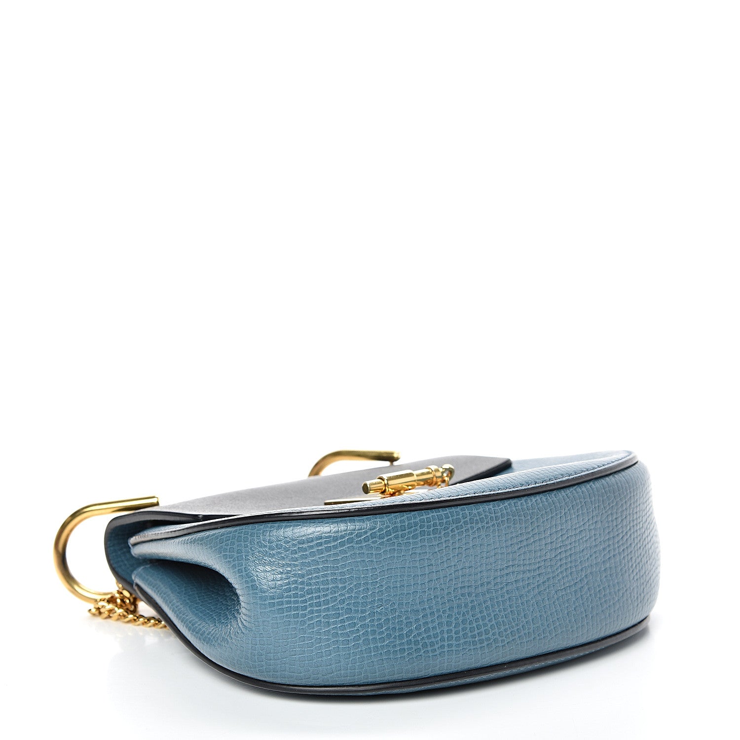 Chloe Grained Calfskin Lambskin Mini Bi-Color Drew Shoulder Bag Blue Black 3 of 13