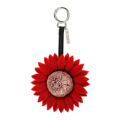 Fendi Calfskin Rabbit Fur Daisy Bag Charm Red Plaster 1 of 4