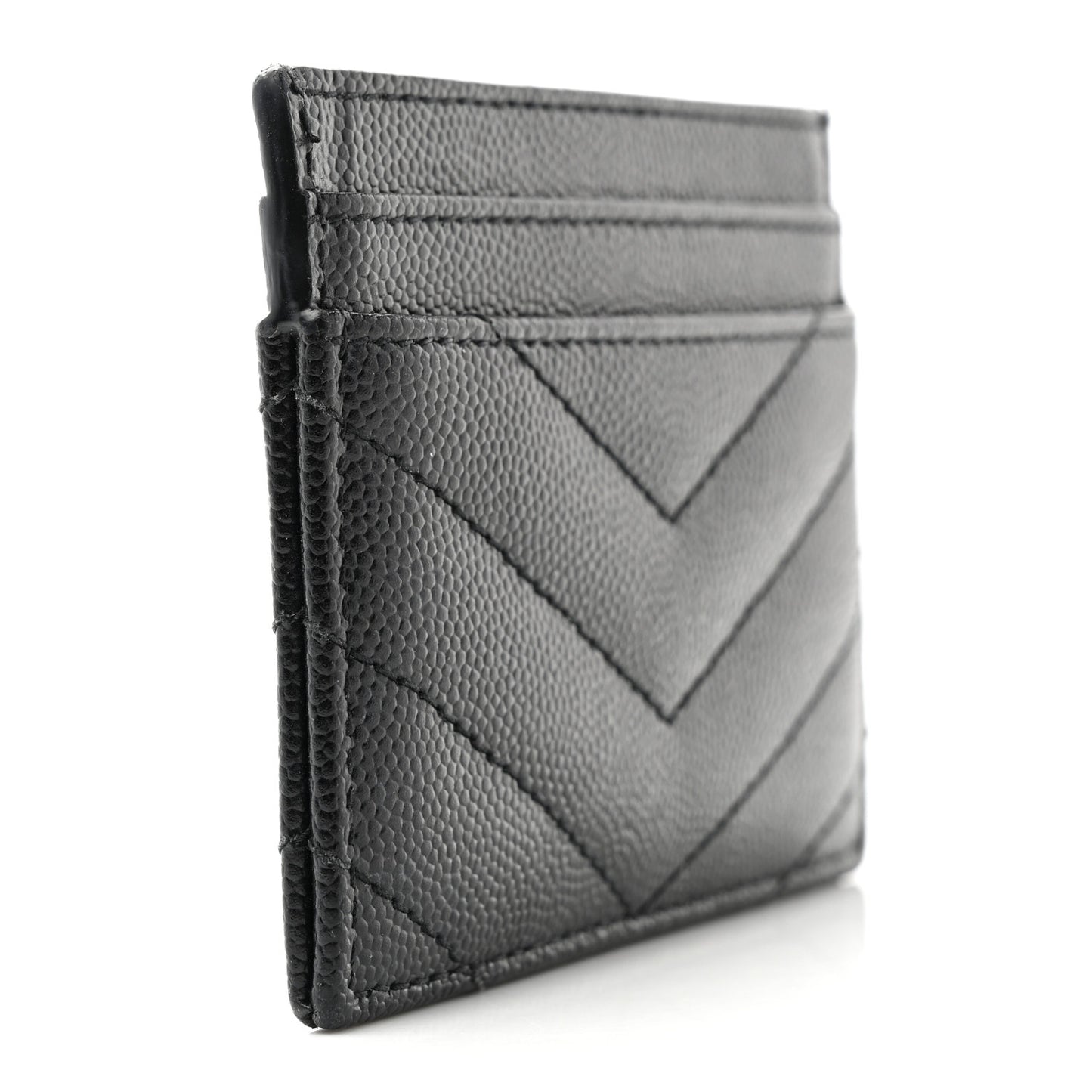 Grain De Poudre Matelasse Chevron Monochrome Monogram Credit Card Case Black