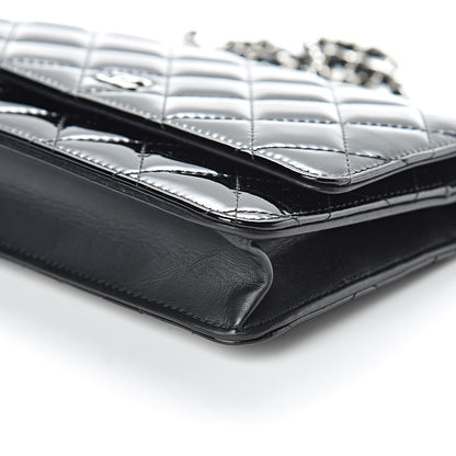 Chanel Patent Quilted Wallet On Chain WOC Black 12 of 13