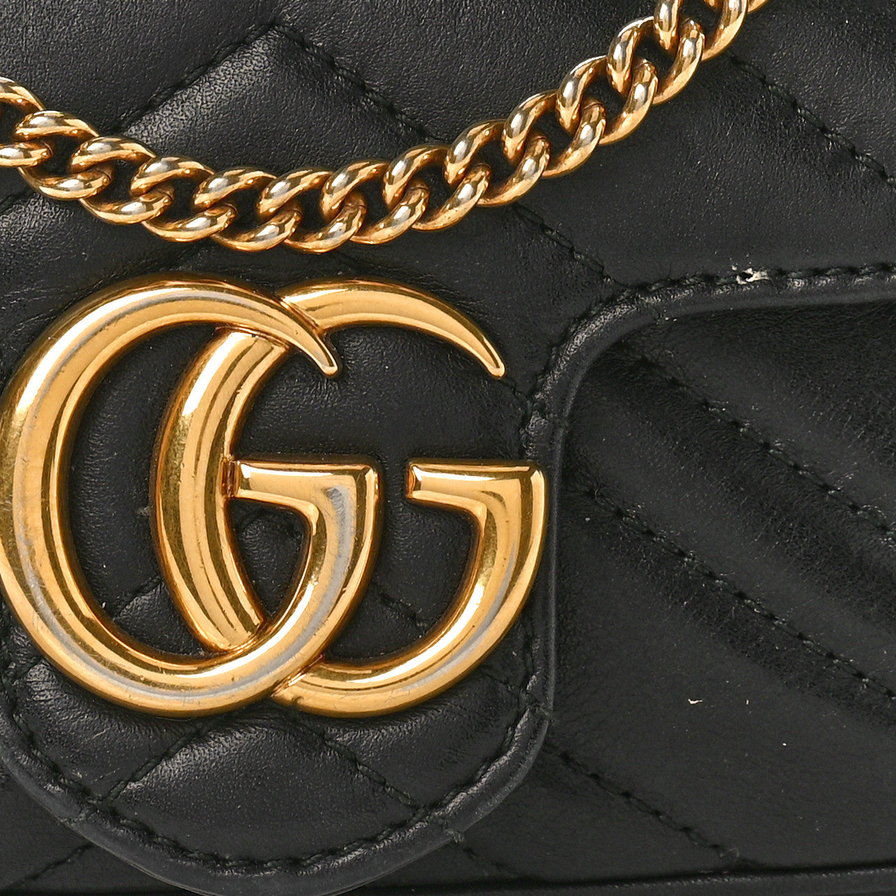 Gucci Calfskin Matelasse Super Mini GG Marmont Shoulder Bag Black 10 of 12