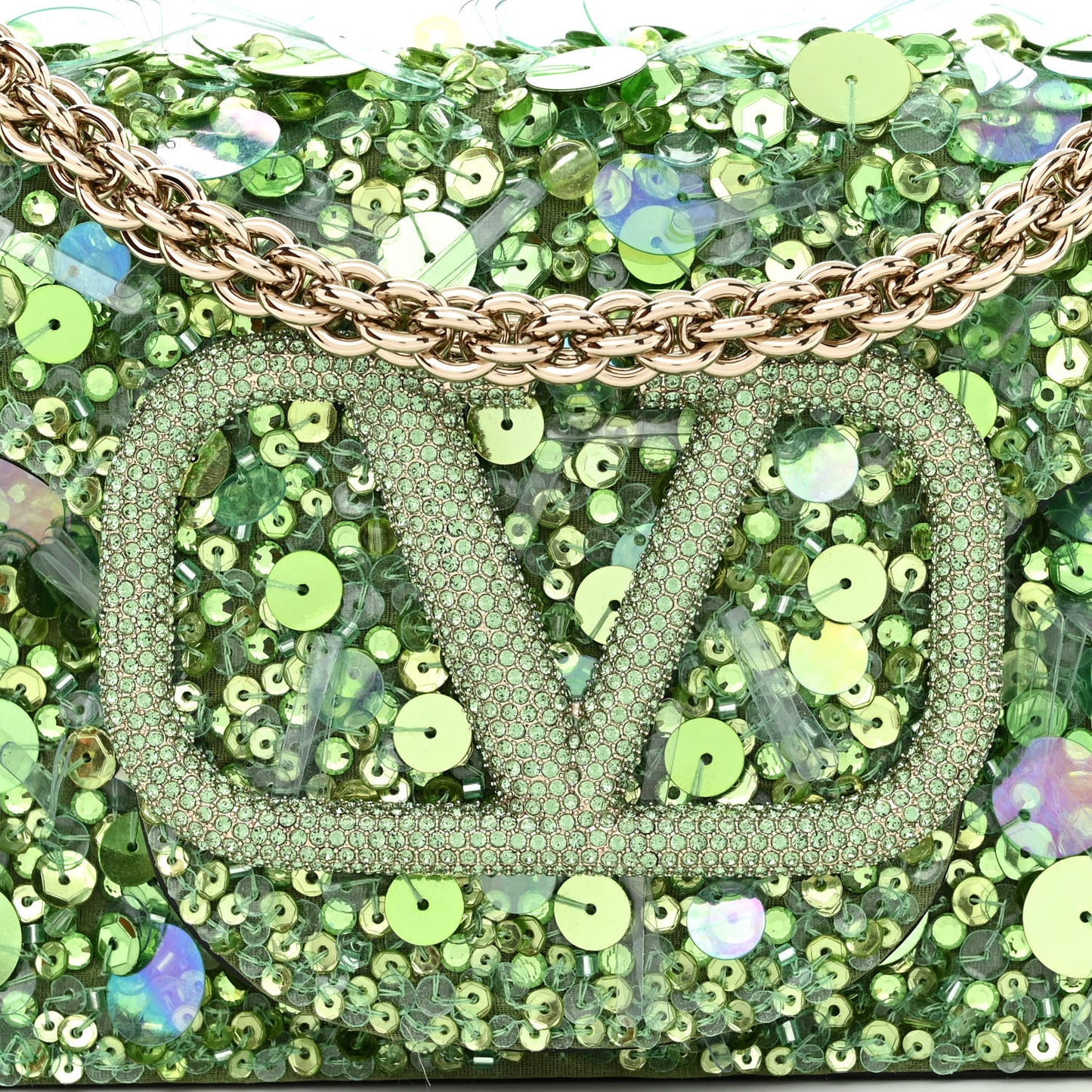 Sequin Crystal Vlogo Embroidered Small Loco Shoulder Bag Multicolor
