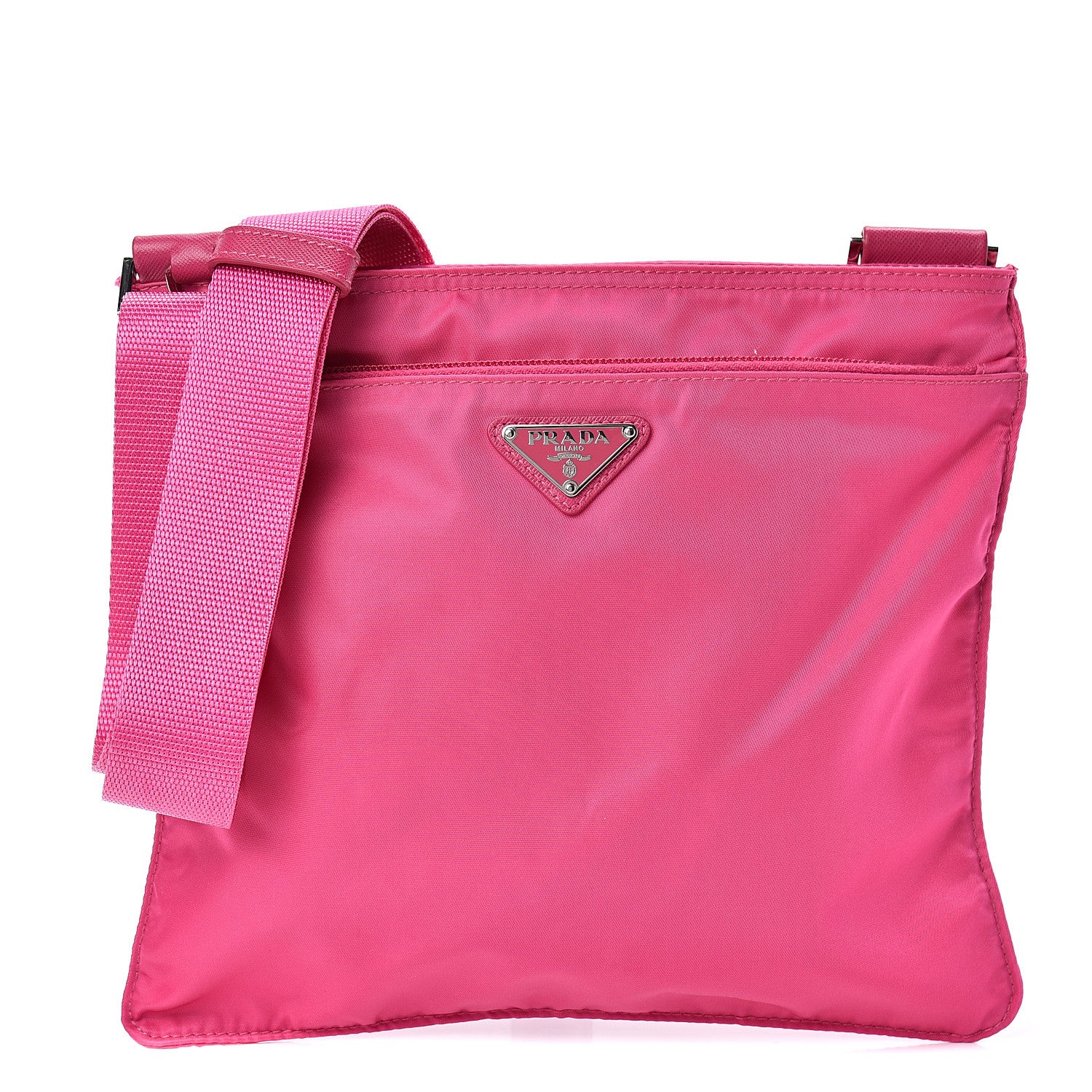 Prada Nylon Vela Flat Messenger Bag Fuxia 1 of 9