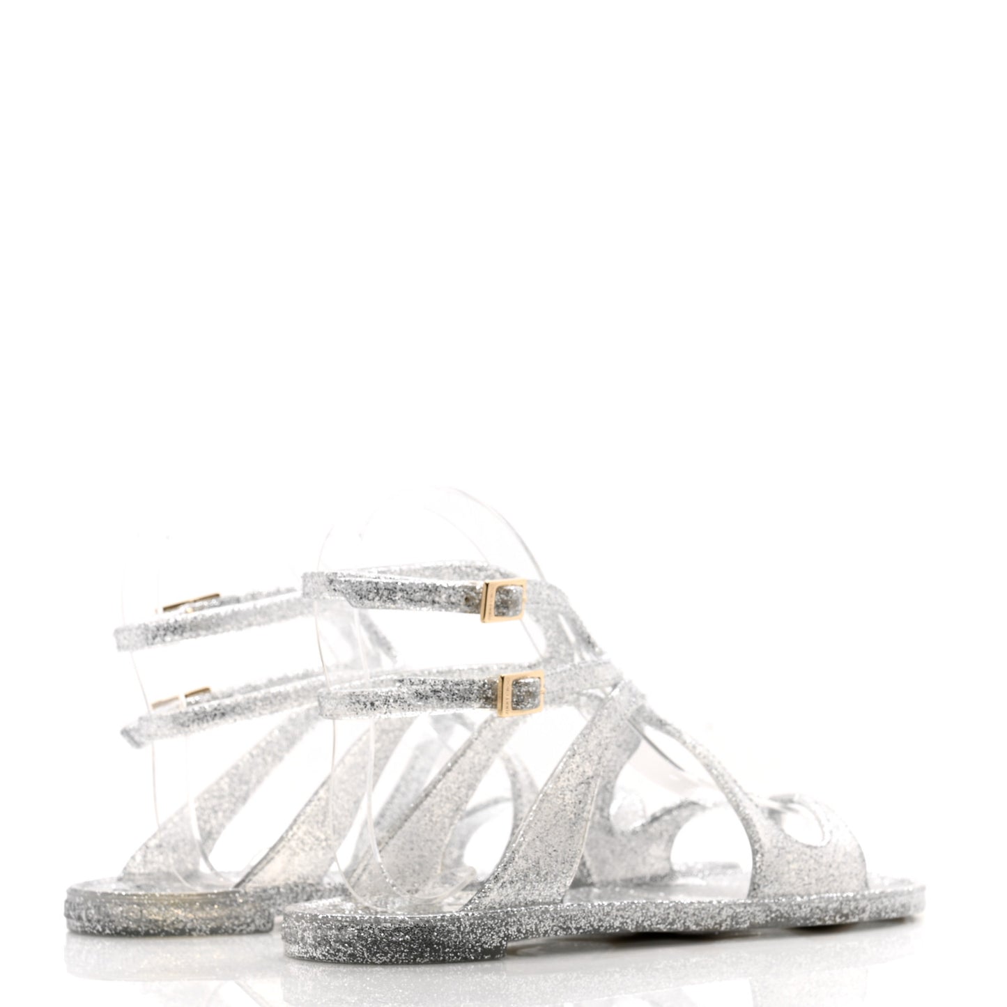 Glitter Rubber Lance Jelly Sandals 36 Silver