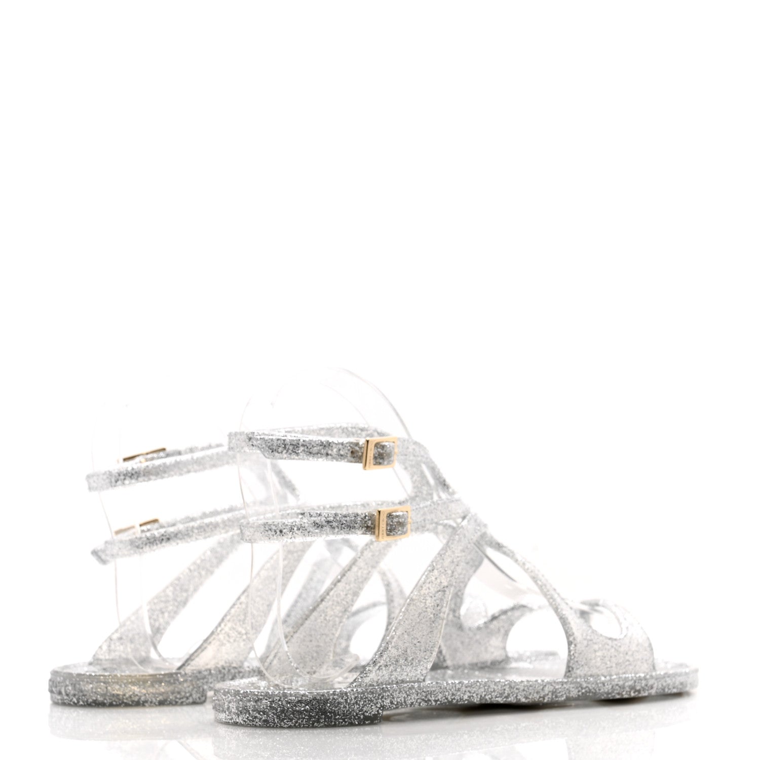 Jimmy Choo Glitter Rubber Lance Jelly Sandals 36 Silver 4 of 7