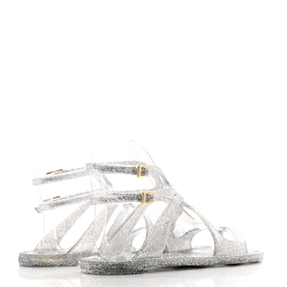Jimmy Choo Glitter Rubber Lance Jelly Sandals 36 Silver 4 of 7