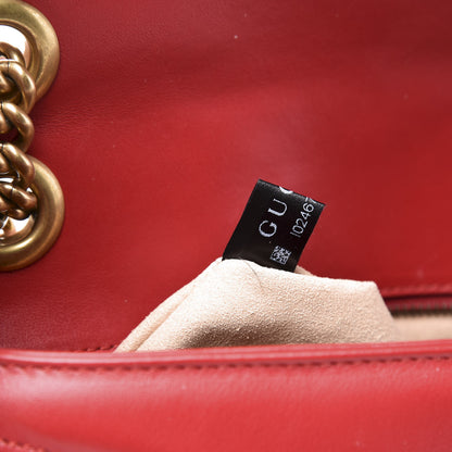 Gucci Calfskin Matelasse Small GG Marmont Shoulder Bag Hibiscus Red 9 of 11