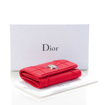 Christian Dior Grained Calfskin Cannage Diorama Elancee Wallet Red 4 of 8