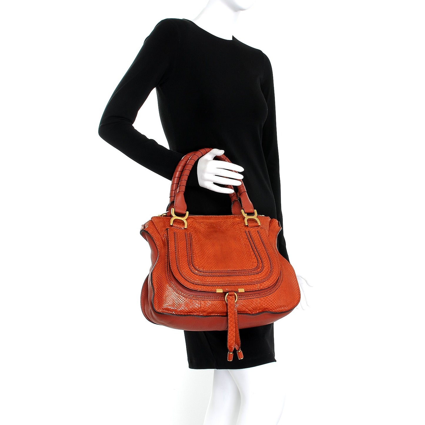 Python Calfskin Medium Marcie Satchel