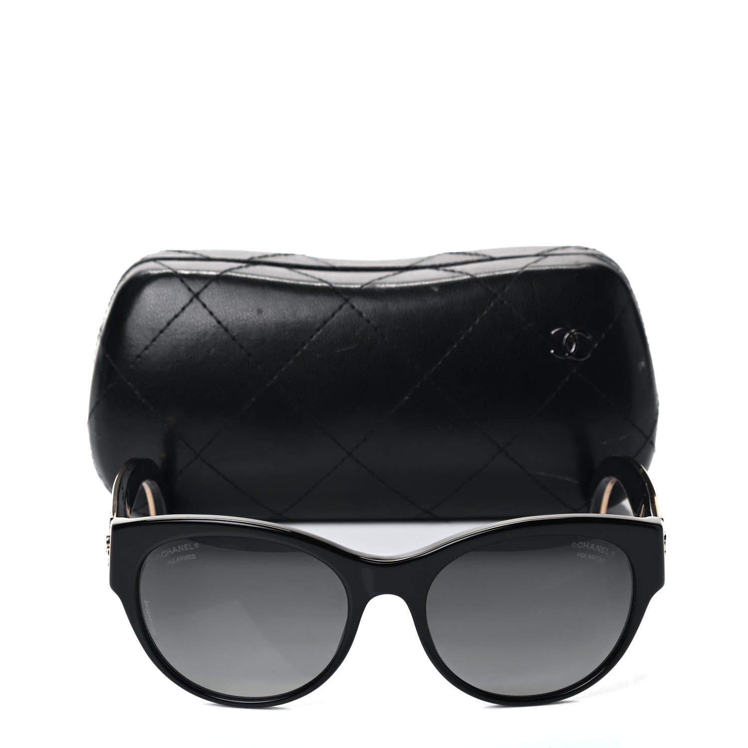 Chanel Crystal CC Polarized Stingray Sunglasses 5273-Q Black 5 of 6