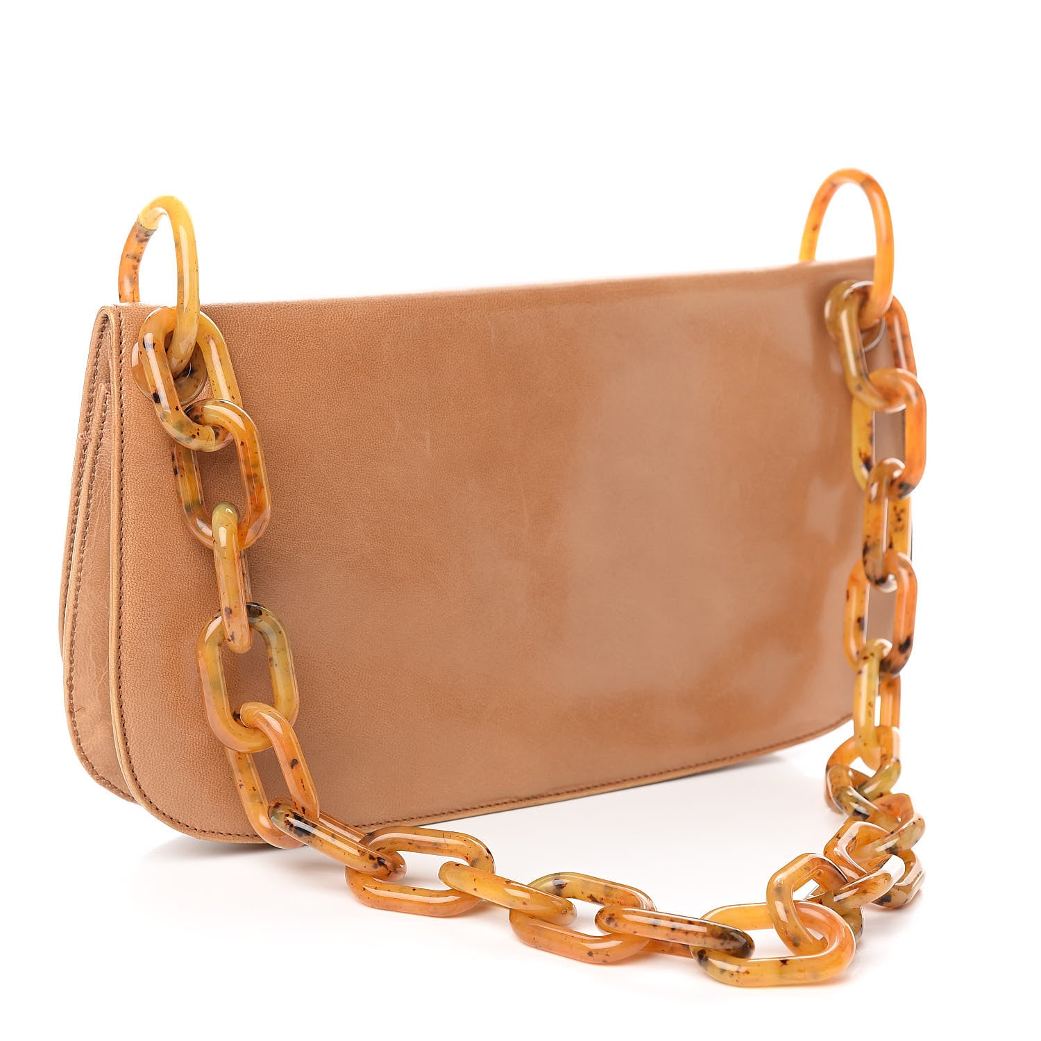 Prada Goatskin Swing Chain Shoulder Bag Beige 3 of 12