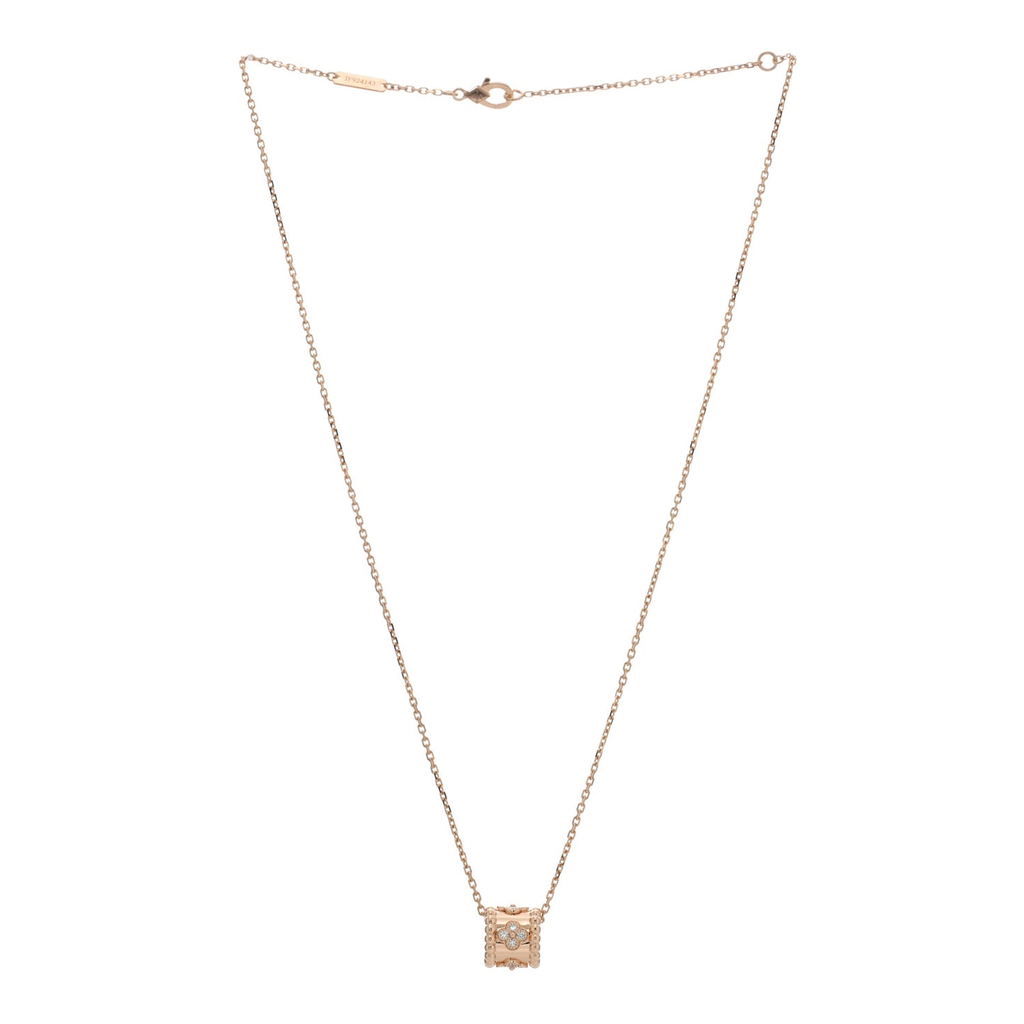 18K Rose Gold Diamond Small Perlee Clovers Pendant Necklace