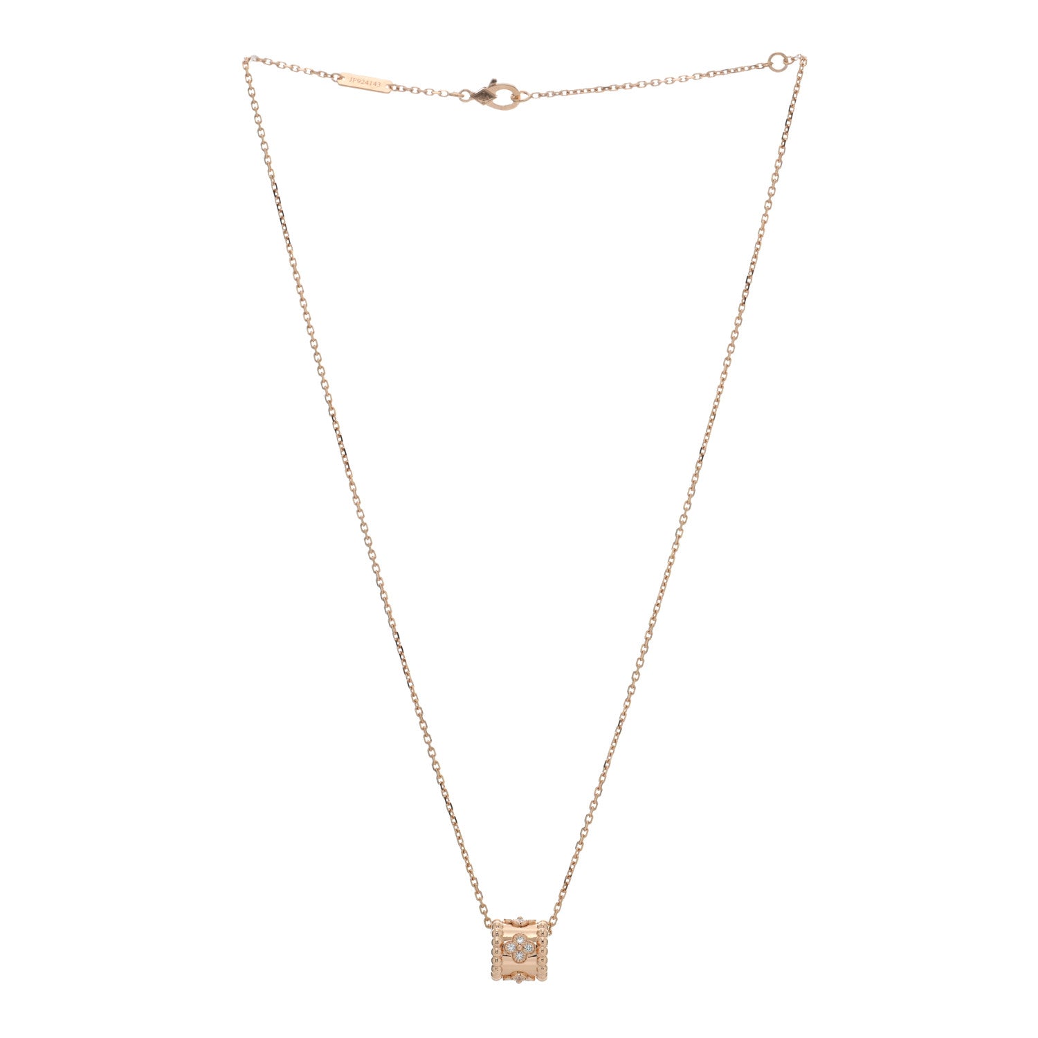 Van Cleef & Arpels 18K Rose Gold Diamond Small Perlee Clovers Pendant Necklace 3 of 4