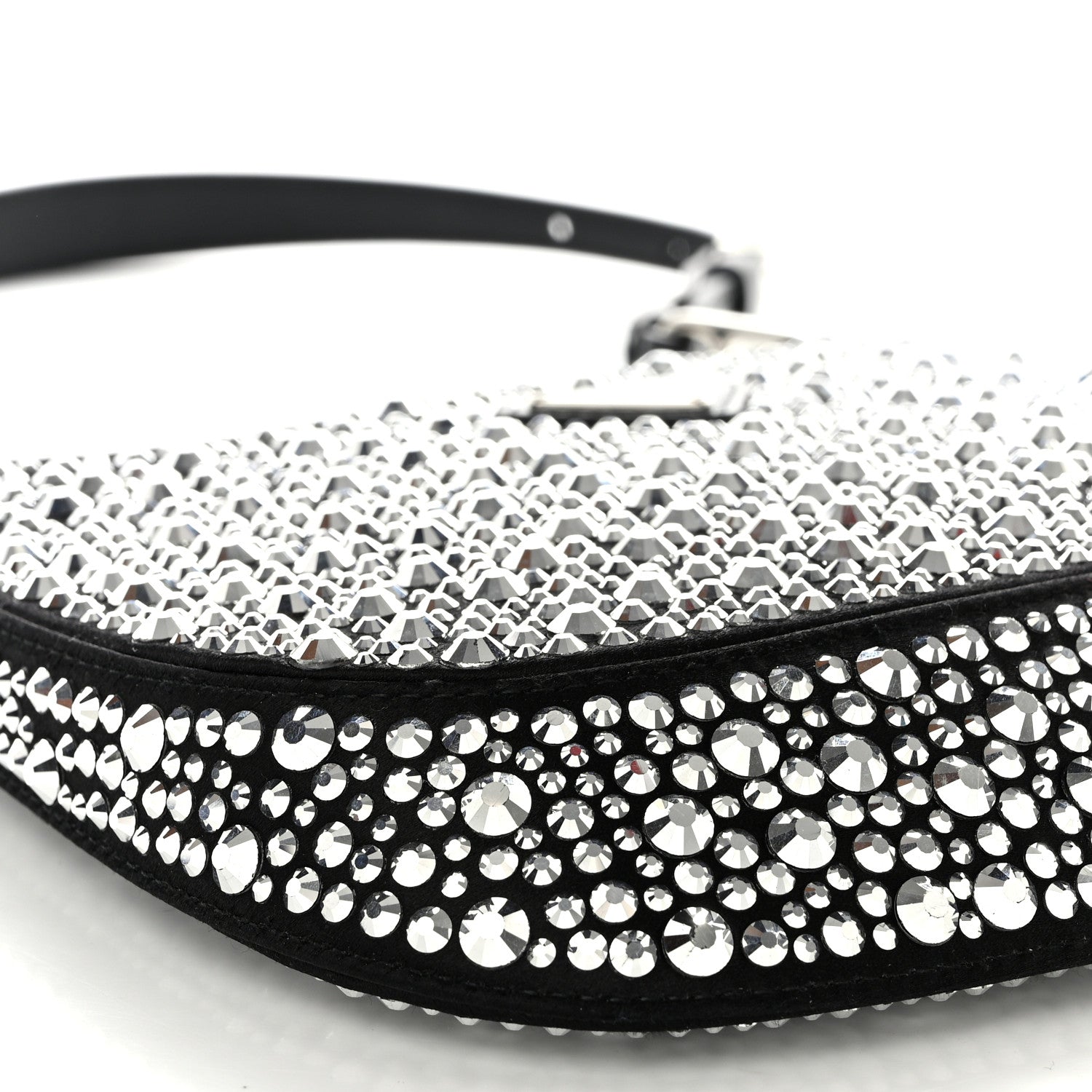 Prada Satin Crystal Cleo Adjustable Strap Shoulder Bag Metal 9 of 10