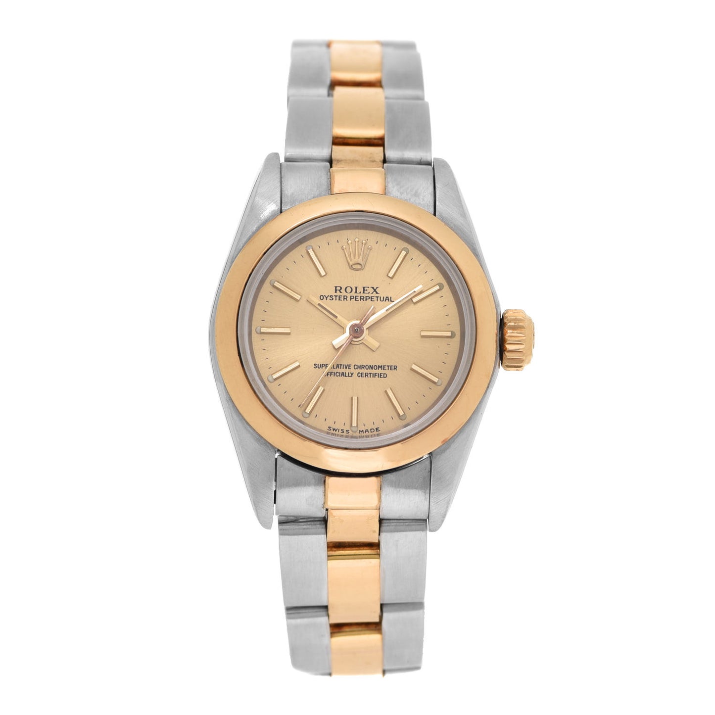 Stainless Steel 18K Yellow Gold 26mm Oyster Perpetual Watch Champagne 67183