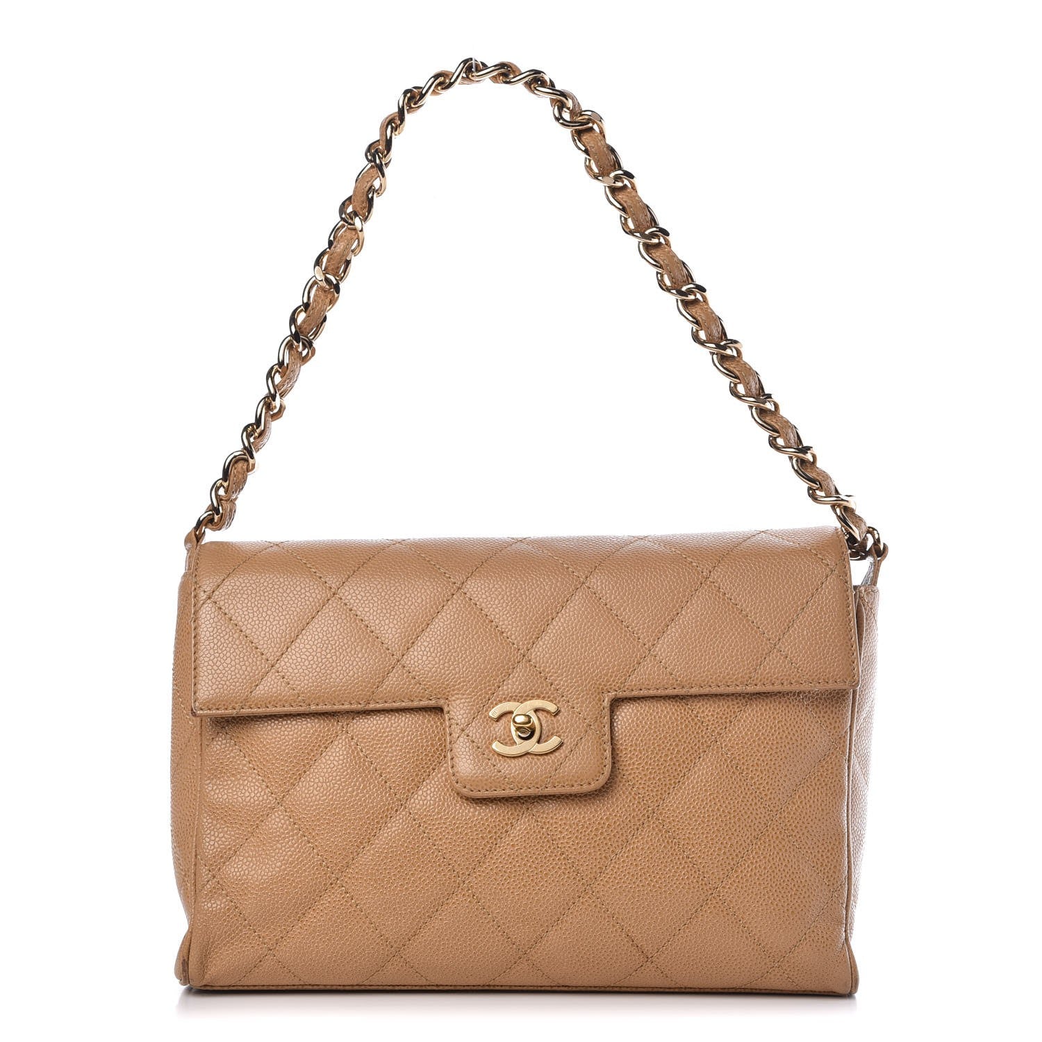Chanel Caviar Quilted Medium Single Flap Beige 1 of 19
