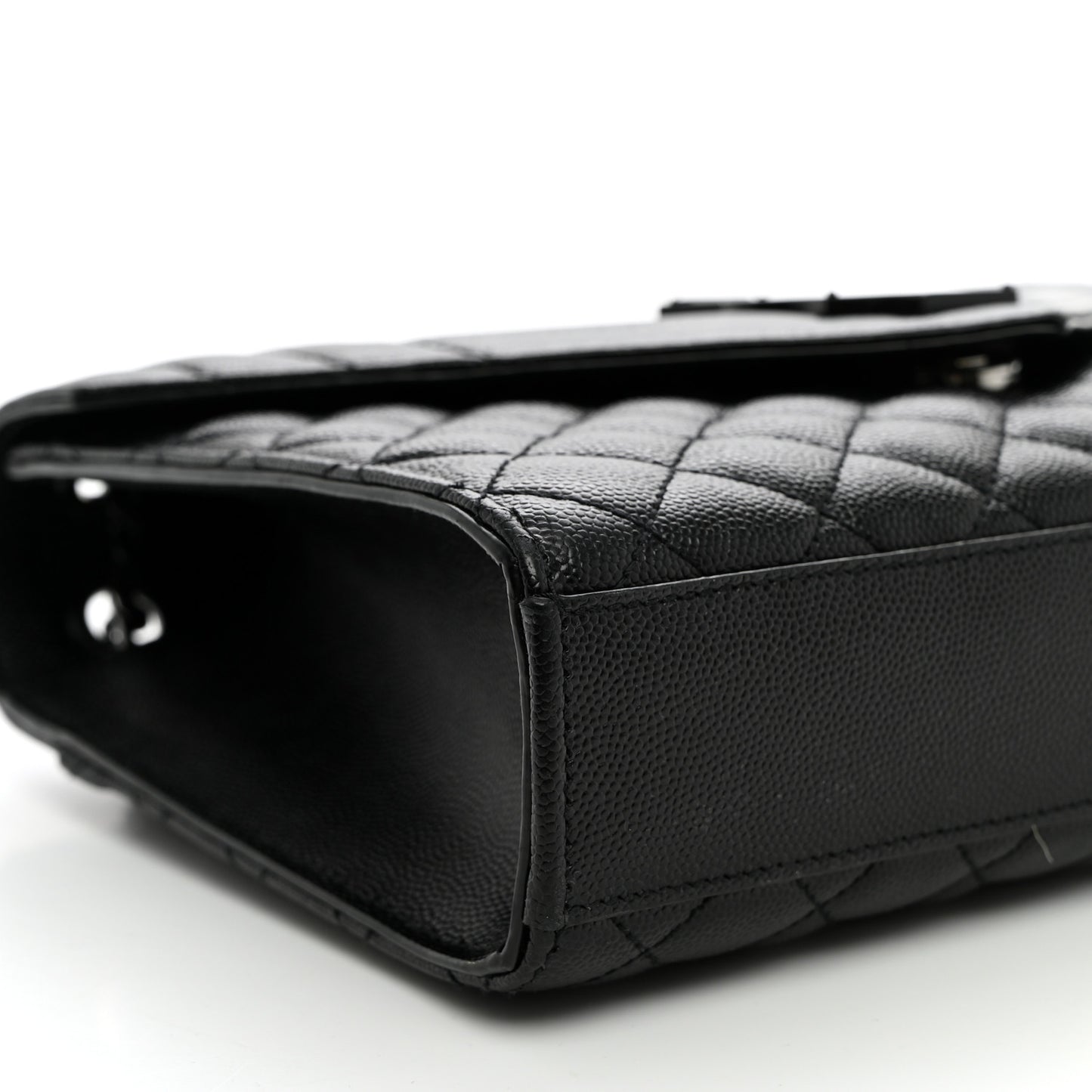 Grain De Poudre Textured Mixed Matelasse Triquilt Medium Monogram Monochrome Satchel Black